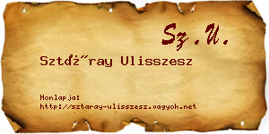 Sztáray Ulisszesz névjegykártya
